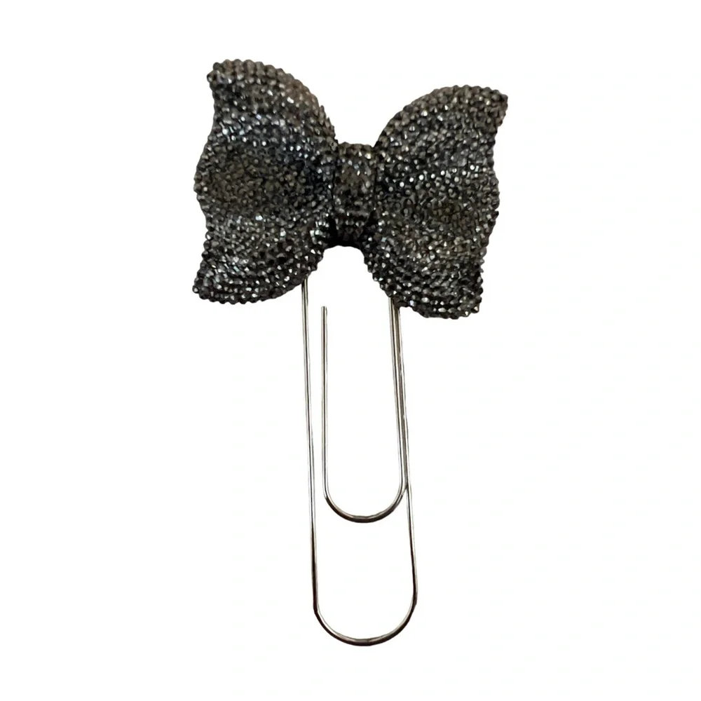 NEW Gunmetal Black Bow Jumbo Planner Clip